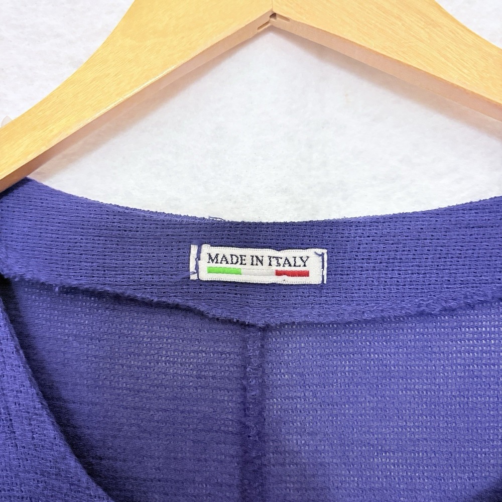 Made In Italy Linen Blend Tunic Flower Applique Lagenlook XL Oversized Woven - Picture 6 of 7